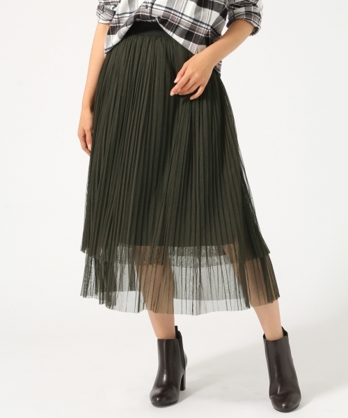 GLOBAL WORK（グローバルワーク）の「チュールティアードスカート/727341（スカート・レディース・オフホワイト/ネイビー/グリーン・LARGE/MEDIUM）」の3枚目の写真