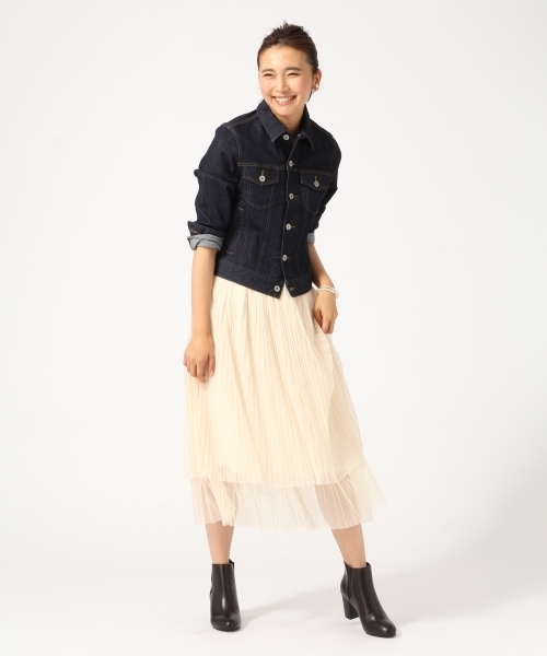 GLOBAL WORK（グローバルワーク）の「チュールティアードスカート/727341（スカート・レディース・オフホワイト/ネイビー/グリーン・LARGE/MEDIUM）」の4枚目の写真