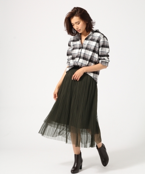GLOBAL WORK（グローバルワーク）の「チュールティアードスカート/727341（スカート・レディース・オフホワイト/ネイビー/グリーン・LARGE/MEDIUM）」の5枚目の写真