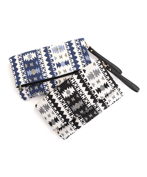 Luz Llena (NEY)（ラズレナニー）の「[2WAY]オルテガ柄・クラッチショルダーバッグ（クラッチバッグ・レディース・ブルー/ブラック・ﾌﾘ-）」の3枚目の写真