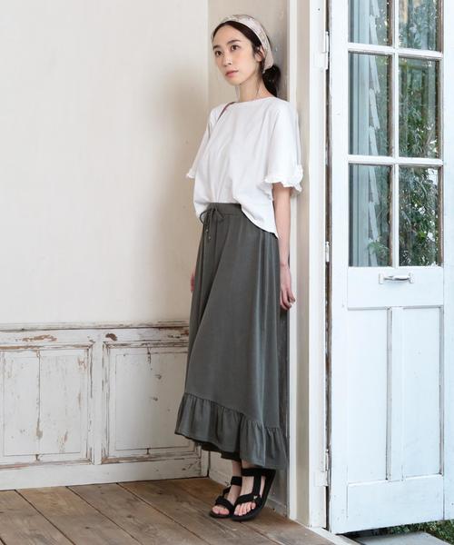 coen（コーエン）の「フリルボートネックカットソー（Tシャツ/カットソー・レディース・オリーブ/ホワイト・FREE）」の13枚目の写真