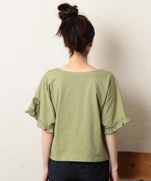 coen（コーエン）の「フリルボートネックカットソー（Tシャツ/カットソー・レディース・オリーブ/ホワイト・FREE）」の16枚目の写真
