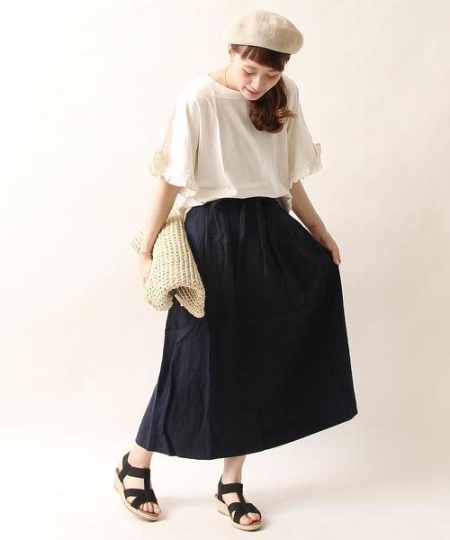 coen（コーエン）の「フリルボートネックカットソー（Tシャツ/カットソー・レディース・オリーブ/ホワイト・FREE）」の19枚目の写真