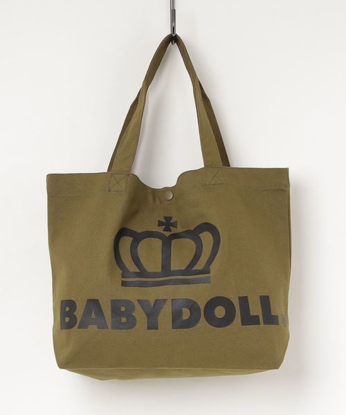 BABYDOLL(ベビードール)の「通販限定★レッスンバッグにも使える♪王冠ロゴトートバッグ/Mサイズ横型7311(トートバッグ)」|カーキ