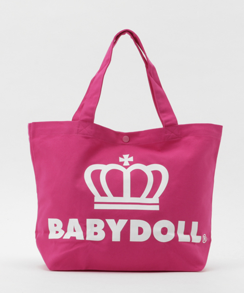 BABYDOLL(ベビードール)の「通販限定★レッスンバッグにも使える♪王冠ロゴトートバッグ/Mサイズ横型7311(トートバッグ)」|サーモンピンク