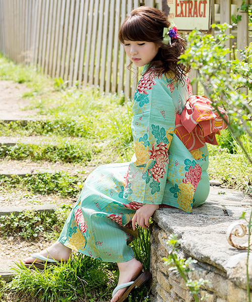 専用です☆アンティーク＊黄緑の菊の花が可愛らしい着物単品 完売】コスパ最強！安くて可愛い お手頃価格 高見え浴衣 女性