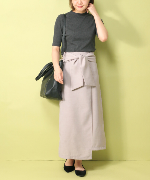 notch.（ノッチ）の「ラップ風スカート         （スカート・レディース・グレー/ブラック/グリーン/マスタード・M）」の3枚目の写真