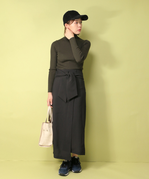 notch.（ノッチ）の「ラップ風スカート         （スカート・レディース・グレー/ブラック/グリーン/マスタード・M）」の2枚目の写真