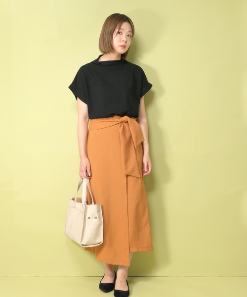 notch.（ノッチ）の「ラップ風スカート         （スカート・レディース・グレー/ブラック/グリーン/マスタード・M）」の16枚目の写真