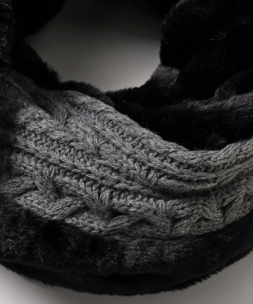 LBC（エルビーシー）の「ニットｘファースヌード（ストール/ショール・レディース・オフホワイト/チャコールグレー・FREE）」の3枚目の写真