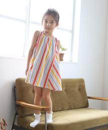 coen | 【新色登場・追加生産】【coen キッズ / ジュニア】ストライプフレアノースリーブワンピース(ワンピース)