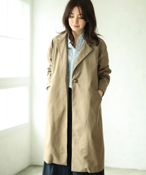 koe（コエ）の「シングルチェスターコート（ダウンジャケット/コート・レディース・ベージュ/ネイビー・M/L/S）」の2枚目の写真