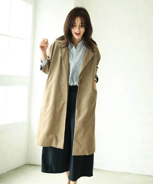 koe（コエ）の「シングルチェスターコート（ダウンジャケット/コート・レディース・ベージュ/ネイビー・M/L/S）」の7枚目の写真