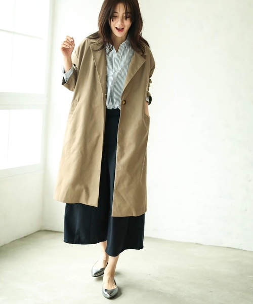 koe（コエ）の「シングルチェスターコート（ダウンジャケット/コート・レディース・ベージュ/ネイビー・M/L/S）」の9枚目の写真