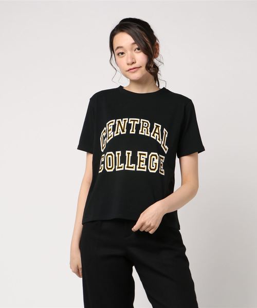 ottilie(オティーリエ)の「カレッジプリントTシャツ(Tシャツ/カットソー・レディース・オフホワイト/ブラック/ブラウン/ネイビー・FREE)」の19枚目の写真