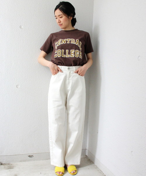 ottilie(オティーリエ)の「カレッジプリントTシャツ(Tシャツ/カットソー・レディース・オフホワイト/ブラック/ブラウン/ネイビー・FREE)」の13枚目の写真