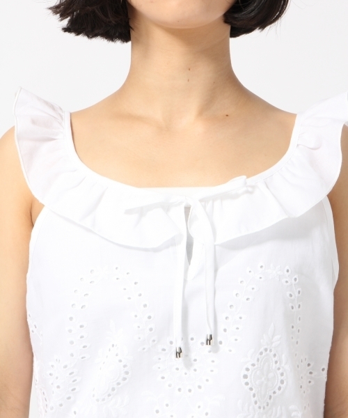 LOWRYS FARM（ローリーズファーム）の「カットワークキャミ　793075（シャツ/ブラウス・レディース・オフホワイト/イエロー/ブラック・LARGE/MEDIUM）」の6枚目の写真