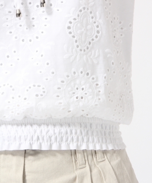 LOWRYS FARM（ローリーズファーム）の「カットワークキャミ　793075（シャツ/ブラウス・レディース・オフホワイト/イエロー/ブラック・LARGE/MEDIUM）」の9枚目の写真