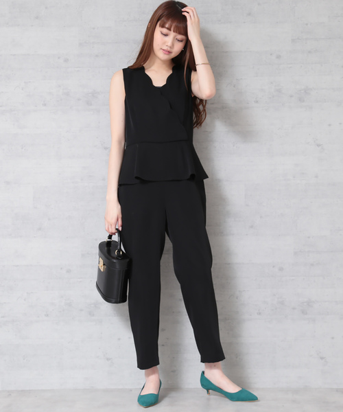 N.(N. Natural Beauty Basic)(エヌエヌナチュラルビューティーベーシック)の「スカラップサロペット / フォーマル / 結婚式 / 二次会(サロペット/オーバーオール・レディース・ブラック/ネイビー・MEDIUM)」の8枚目の写真