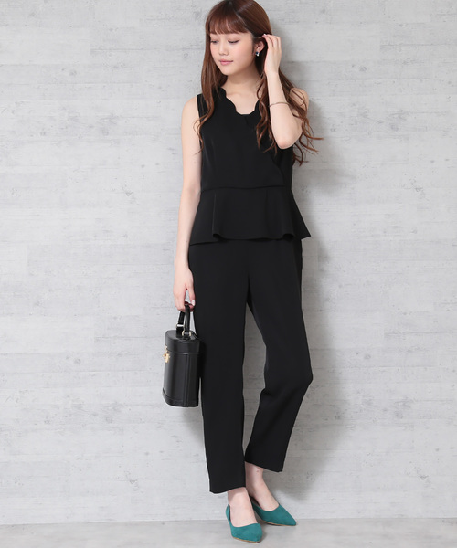 N.(N. Natural Beauty Basic)(エヌエヌナチュラルビューティーベーシック)の「スカラップサロペット / フォーマル / 結婚式 / 二次会(サロペット/オーバーオール・レディース・ブラック/ネイビー・MEDIUM)」の9枚目の写真