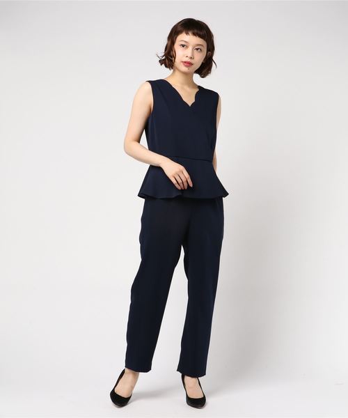 N.(N. Natural Beauty Basic)(エヌエヌナチュラルビューティーベーシック)の「スカラップサロペット / フォーマル / 結婚式 / 二次会(サロペット/オーバーオール・レディース・ブラック/ネイビー・MEDIUM)」の2枚目の写真