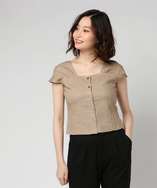 archives（アルシーヴ）の「綿麻ギャザースリーブブラウス（シャツ/ブラウス・レディース・ブラウン/ベージュ/ブルー/ブラック/ダークブラウン・MEDIUM）」の4枚目の写真