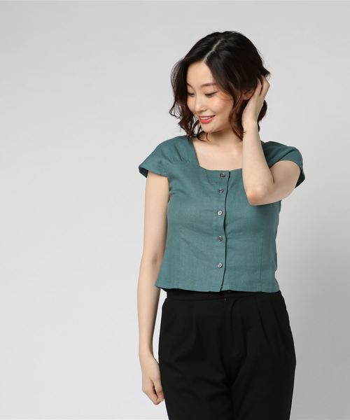 archives（アルシーヴ）の「綿麻ギャザースリーブブラウス（シャツ/ブラウス・レディース・ブラウン/ベージュ/ブルー/ブラック/ダークブラウン・MEDIUM）」の5枚目の写真