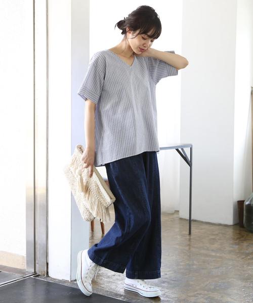 coen(コーエン)の「USAデニム切り替えセミワイドデニムパンツ(デニムパンツ・レディース・ブラック/ネイビー・MEDIUM/SMALL/LARGE)」の4枚目の写真