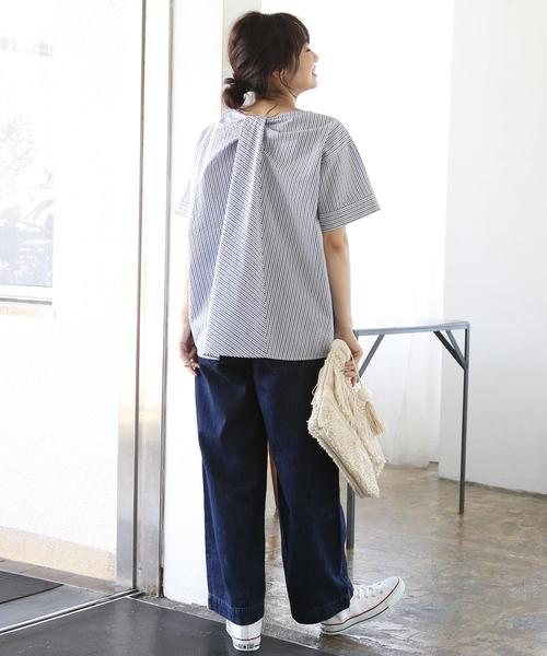 coen(コーエン)の「USAデニム切り替えセミワイドデニムパンツ(デニムパンツ・レディース・ブラック/ネイビー・MEDIUM/SMALL/LARGE)」の3枚目の写真