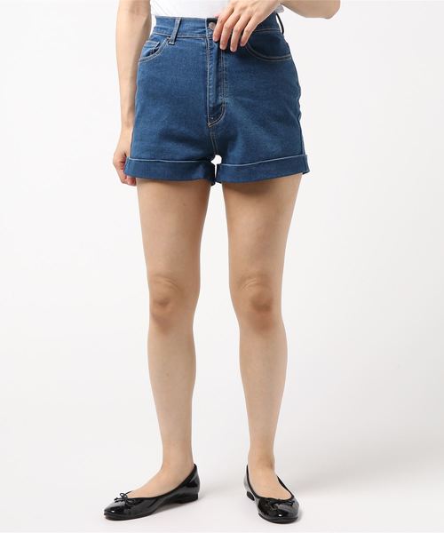 WEGO（ウィゴー）の「WEGO/デイリーハイウエストショーツ（デニムパンツ・レディース・ダークインディゴブルー/インディゴブルー/ライトインディゴブルー・SMALL/MEDIUM/LARGE）」の17枚目の写真