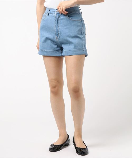 WEGO（ウィゴー）の「WEGO/デイリーハイウエストショーツ（デニムパンツ・レディース・ダークインディゴブルー/インディゴブルー/ライトインディゴブルー・SMALL/MEDIUM/LARGE）」の19枚目の写真