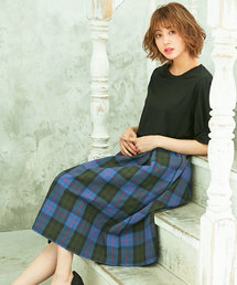 KOBE LETTUCE | マドラスチェックミディアム丈フレアスカート＊ボトムス/レディース[M2192]神戸レタス(スカート)