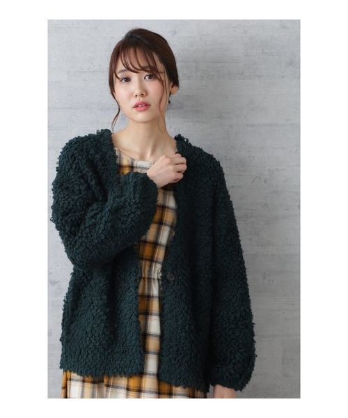 NATURAL BEAUTY BASIC（ナチュラルビューティーベーシック）の「【雑誌掲載】ループニットカーデ（カーディガン/ボレロ・レディース・ブラック/グリーン/キャメル・MEDIUM）」の3枚目の写真
