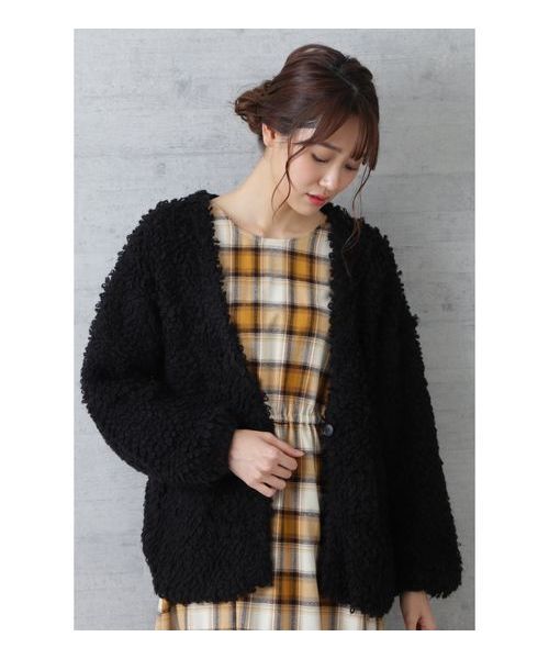 NATURAL BEAUTY BASIC（ナチュラルビューティーベーシック）の「【雑誌掲載】ループニットカーデ（カーディガン/ボレロ・レディース・ブラック/グリーン/キャメル・MEDIUM）」の2枚目の写真