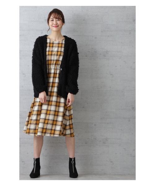 NATURAL BEAUTY BASIC（ナチュラルビューティーベーシック）の「【雑誌掲載】ループニットカーデ（カーディガン/ボレロ・レディース・ブラック/グリーン/キャメル・MEDIUM）」の7枚目の写真