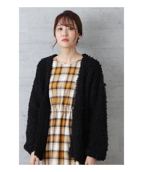 NATURAL BEAUTY BASIC（ナチュラルビューティーベーシック）の「【雑誌掲載】ループニットカーデ（カーディガン/ボレロ・レディース・ブラック/グリーン/キャメル・MEDIUM）」の8枚目の写真