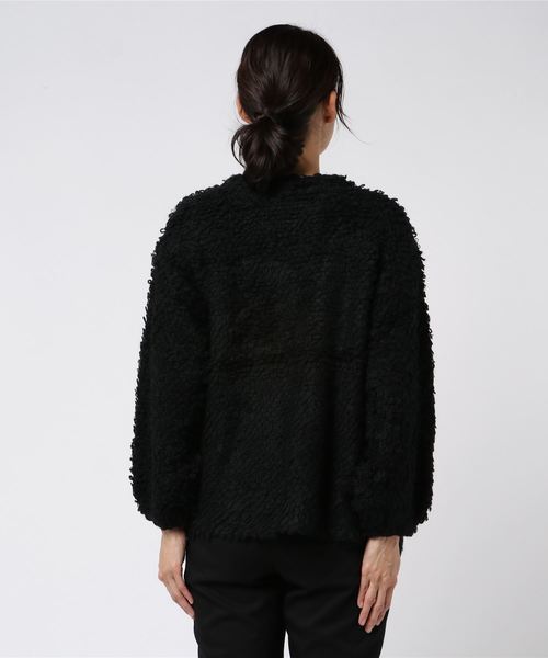 NATURAL BEAUTY BASIC（ナチュラルビューティーベーシック）の「【雑誌掲載】ループニットカーデ（カーディガン/ボレロ・レディース・ブラック/グリーン/キャメル・MEDIUM）」の5枚目の写真