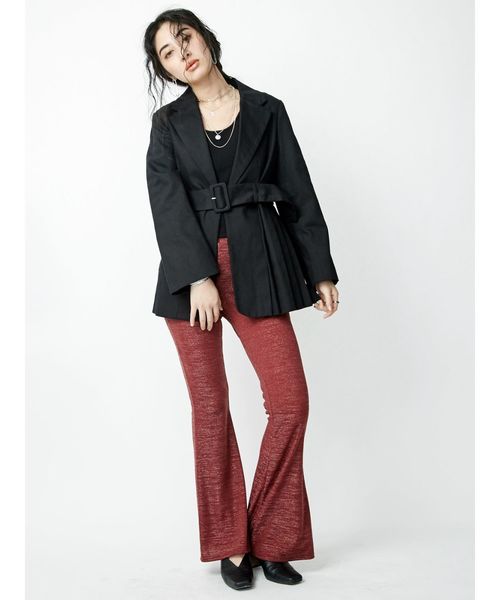 EVRIS（エヴリス）の「プリーツドッキングテーラードジャケット（テーラードジャケット・レディース・オレンジ/ホワイト/ブラック・FREE）」の4枚目の写真