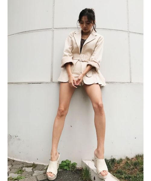 EVRIS（エヴリス）の「プリーツドッキングテーラードジャケット（テーラードジャケット・レディース・オレンジ/ホワイト/ブラック・FREE）」の11枚目の写真