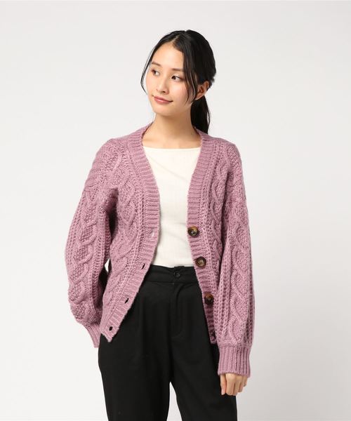 one way(ワンウェイ)の「モヘアタッチACケーブルカーデ(カーディガン/ボレロ・レディース・ホワイト/ライトグレー/ベージュ/ライトピンク・M)」の4枚目の写真