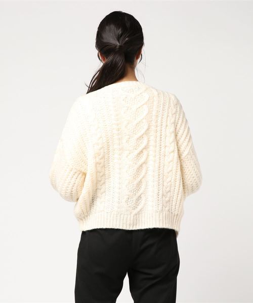 one way(ワンウェイ)の「モヘアタッチACケーブルカーデ(カーディガン/ボレロ・レディース・ホワイト/ライトグレー/ベージュ/ライトピンク・M)」の5枚目の写真