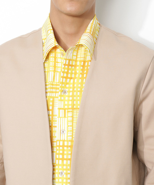 ADAM ET ROPE'(アダムエロペ)の「CARREMAN ルームジャケット(ノーカラージャケット・メンズ・ブラック/ベージュ/ブラウン系その他/ブルー系その他・S/M/L)」の10枚目の写真