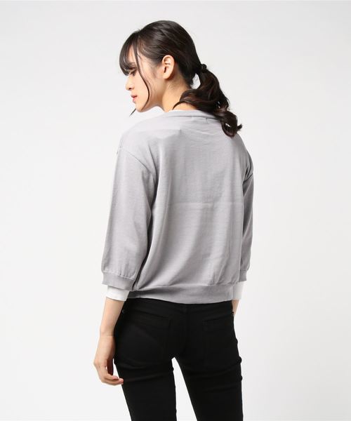 POU DOU DOU（プードゥドゥ）の「UVカット 下前立て配色クルーネックカーディガン（カーディガン/ボレロ・レディース・グレー/イエロー/グリーン/ブラック・3）」の6枚目の写真