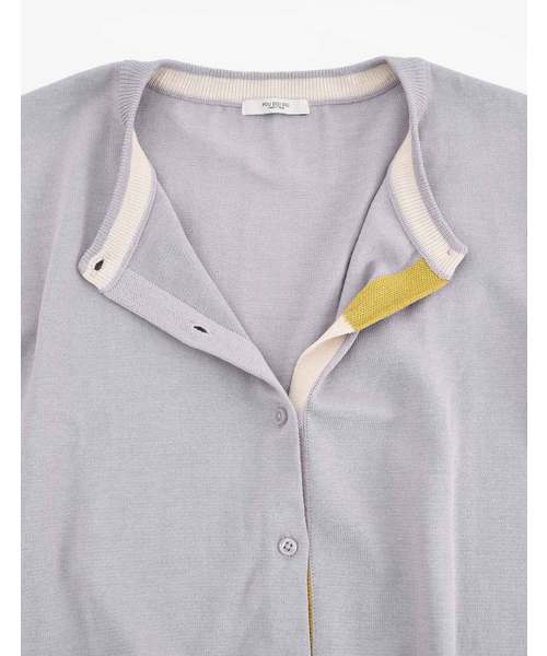 POU DOU DOU（プードゥドゥ）の「UVカット 下前立て配色クルーネックカーディガン（カーディガン/ボレロ・レディース・グレー/イエロー/グリーン/ブラック・3）」の8枚目の写真