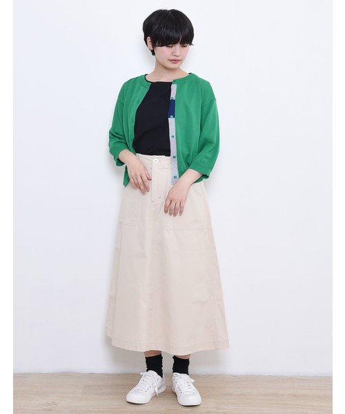 POU DOU DOU（プードゥドゥ）の「UVカット 下前立て配色クルーネックカーディガン（カーディガン/ボレロ・レディース・グレー/イエロー/グリーン/ブラック・3）」の21枚目の写真