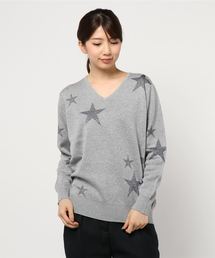 INTERPLANET | スターラメジャガードＶネック(ニット/セーター)