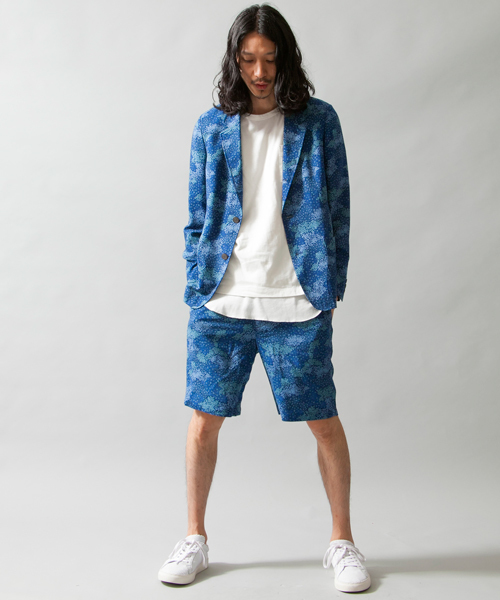 MONKEY TIME（モンキータイム）の「MT∴ フラワーカモ ノープリーツ ショーツ（スラックス・メンズ・ナチュラル/ネイビー・MEDIUM/LARGE/SMALL）」の8枚目の写真