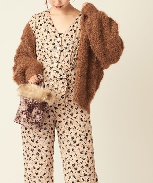 natural couture（ナチュラルクチュール）の「ふわふわ透かし2WAYカーディガン（カーディガン/ボレロ・レディース・パープル/ブラウン/ピンク/アイボリー・FREE）」の3枚目の写真