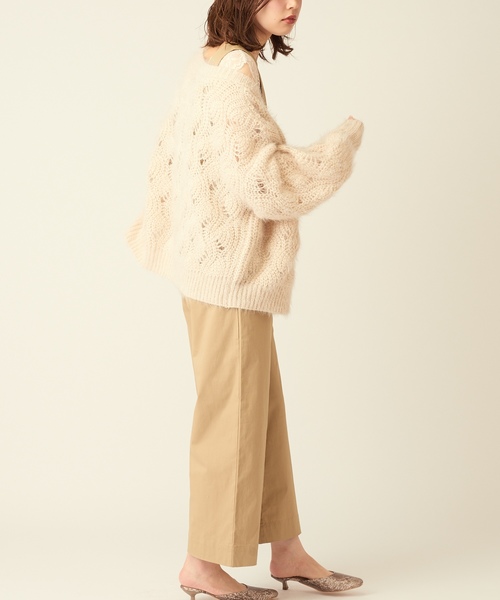 natural couture（ナチュラルクチュール）の「ふわふわ透かし2WAYカーディガン（カーディガン/ボレロ・レディース・パープル/ブラウン/ピンク/アイボリー・FREE）」の5枚目の写真