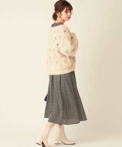 natural couture（ナチュラルクチュール）の「ふわふわ透かし2WAYカーディガン（カーディガン/ボレロ・レディース・パープル/ブラウン/ピンク/アイボリー・FREE）」の6枚目の写真